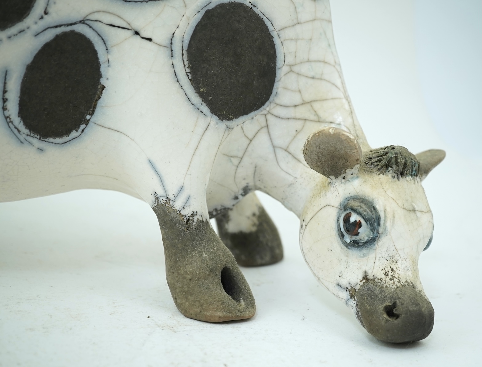 Lawson E Rudge (b. 1936): A raku fired pottery cow